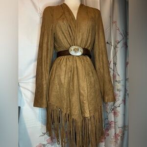 Chico's Brown Suede fringe wrap